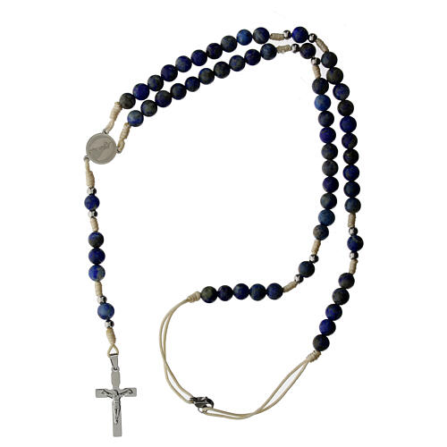 Rosary of sodalite with 0.12 beads and white rope 4