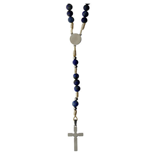 Rosario in sodalite grani 3 mm corda bianca 2