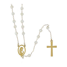 Rosary with Mother-of-Pearl Beads 2 mm Steel