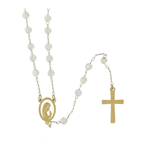 Rosary with Mother-of-Pearl Beads 2 mm Steel 1
