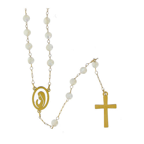Rosary with Mother-of-Pearl Beads 2 mm Steel 2
