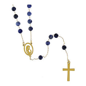 Rosenkranz goldene Farbe und blauer Sodalith 2 mm