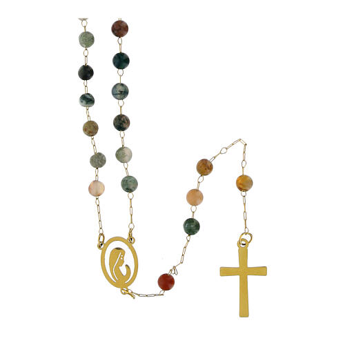 Goldene Farbe Rosenkranz aus indischem Achat 2 mm 2