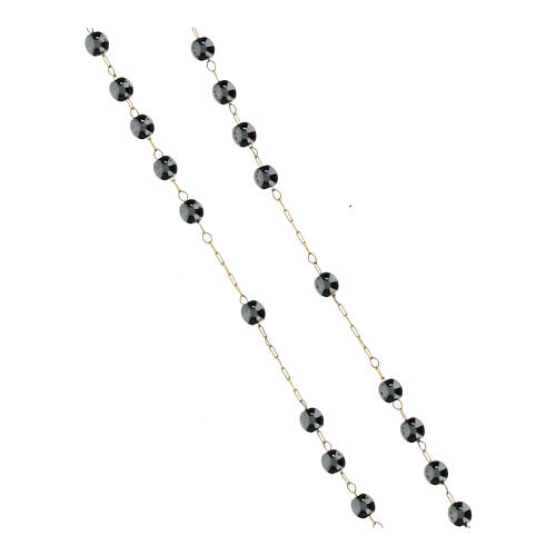 Rosario grani ematite 2 mm acciaio dorato 3