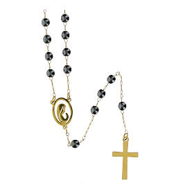 Rosary hematite beads 2 mm gold-plated steel