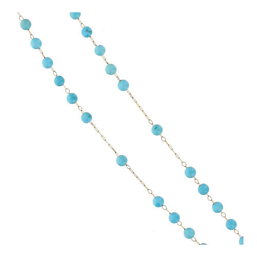 Rosenkranz aus türkisfarbenem Stein 2 mm und vergoldetem Edelstahl 3