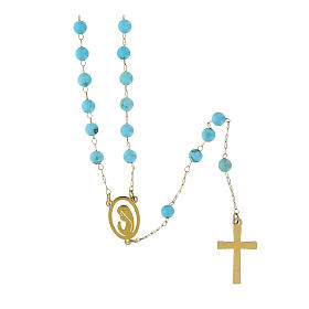 Turquoise Stone and Gold Rosary, 2mm