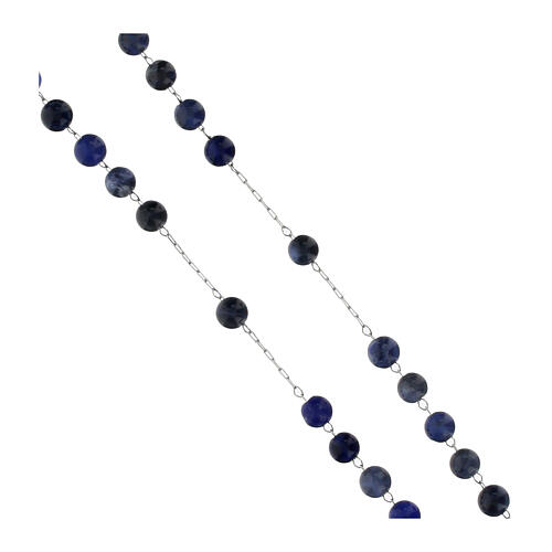 Rosary with blue sodalite beads of 0.08 in, silver finish 3