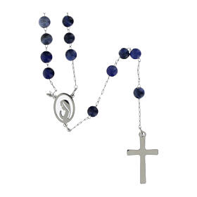 Rosario argento con grani in sodalite blu 2 mm