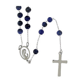 Silver Rosary with 2 mm Blue Sodalite Beads