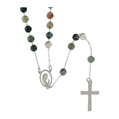 Silver rosary with Indian Agate 2 mm beads 1