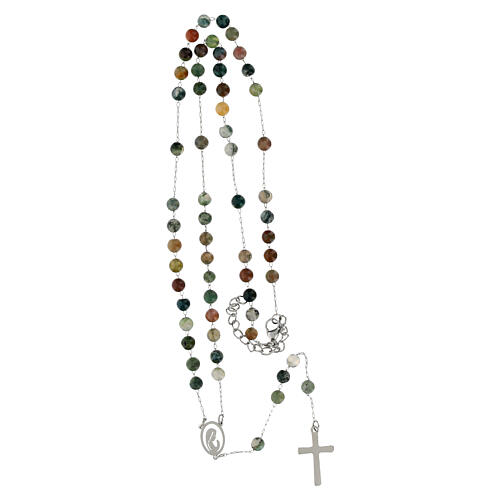 Silver rosary with Indian Agate 2 mm beads 4