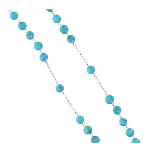 Turquoise Beads Silver Rosary Necklace, 2 mm 3