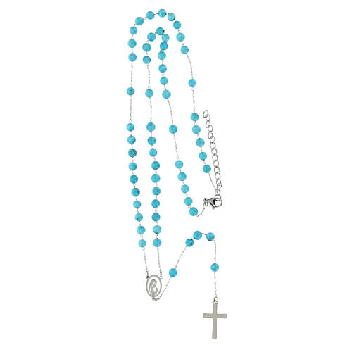 Turquoise Beads Silver Rosary Necklace, 2 mm 4