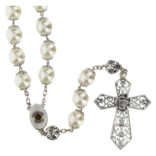 Chaplet rosary with pearl effect beads, 2 cm 2