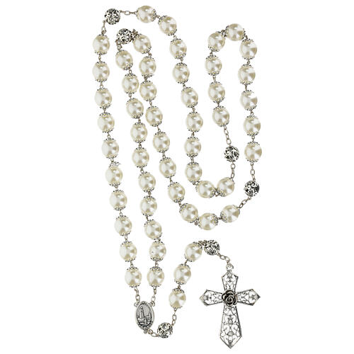 Chaplet rosary with pearl effect beads, 2 cm 4