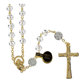 Golden rosary with clear beads of 0.2 in