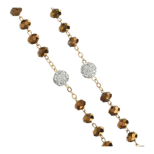 Golden rosary with polished bronze-coloured beads of 0.2 in 3