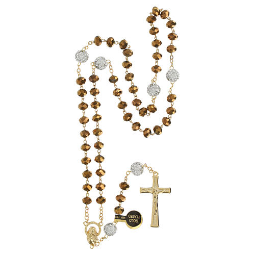 Rosario dorato grani bronzo lucidi 5 mm 4