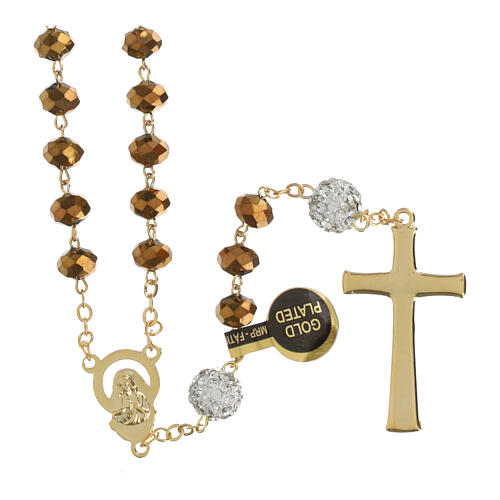 Terço dourado contas bronze brilhante 5 mm 2