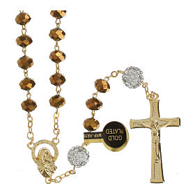 Golden Rosary with Shiny Bronze Beads, 5 mm