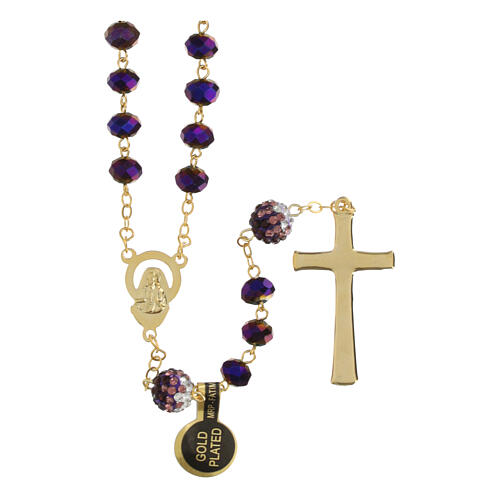 Golden Rosary with Shiny Purple Beads, 5 mm 2