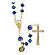 Rosario blu e dorato 5 mm grani taglio prisma s1