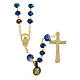 Rosario blu e dorato 5 mm grani taglio prisma s2