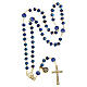 Rosario blu e dorato 5 mm grani taglio prisma s4