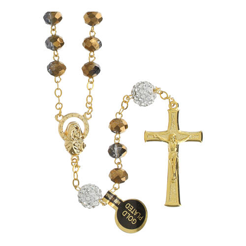 Golden rosary with 5 mm shiny bronze beads 1