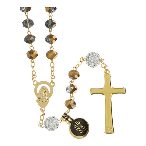 Golden rosary with 5 mm shiny bronze beads 2