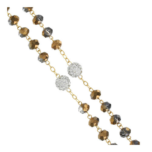 Golden rosary with 5 mm shiny bronze beads 3