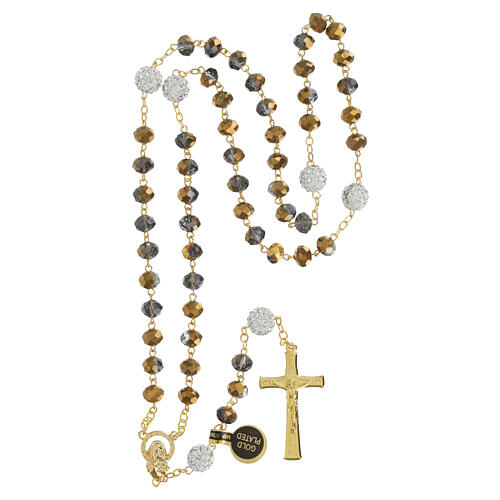 Golden rosary with 5 mm shiny bronze beads 4