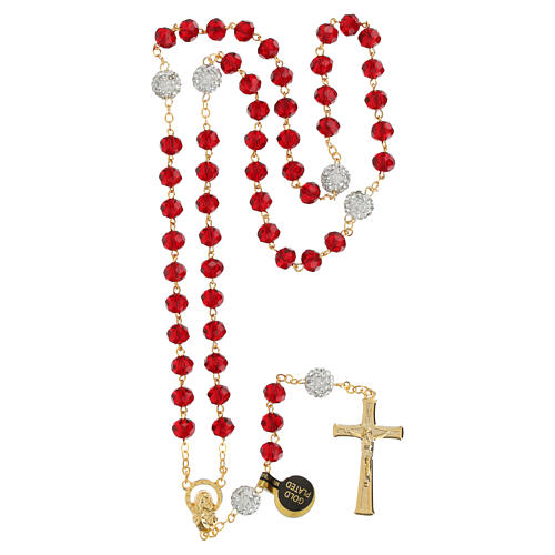 Rosario dorato grani rosso 5 mm 4