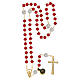 Rosario dorato grani rosso 5 mm s4