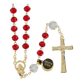 Golden Rosary with Red Beads, 5 mm