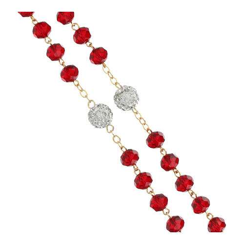 Golden Rosary with Red Beads, 5 mm 3