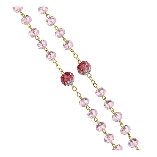 Rosario dorato grani rosa chiaro 5 mm 3