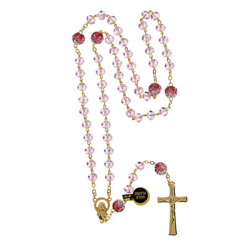 Rosario dorato grani rosa chiaro 5 mm 4