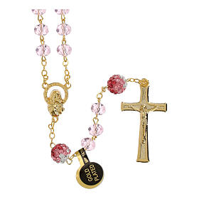 Golden Rosary with Light Pink Beads, 5 mm