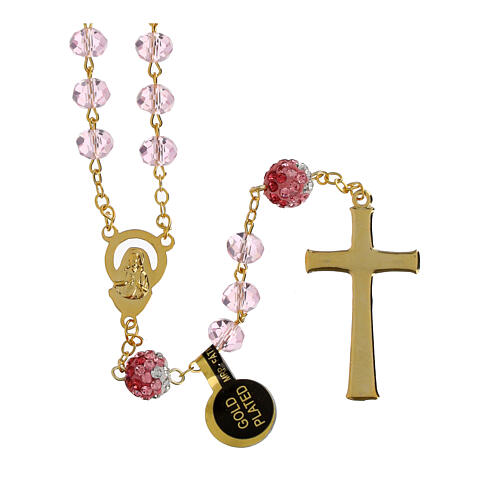 Golden Rosary with Light Pink Beads, 5 mm 2