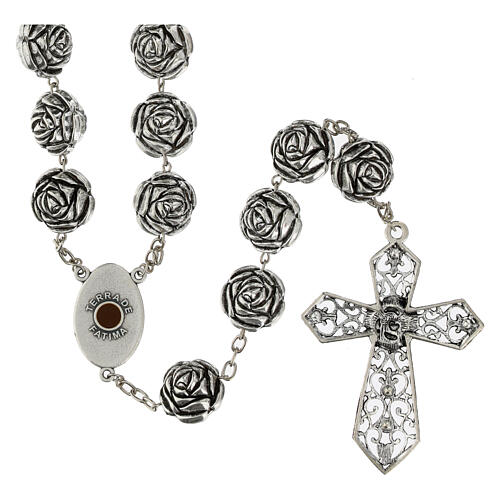 Chapelet mural Notre-Dame de Fatima 2 cm roses 2