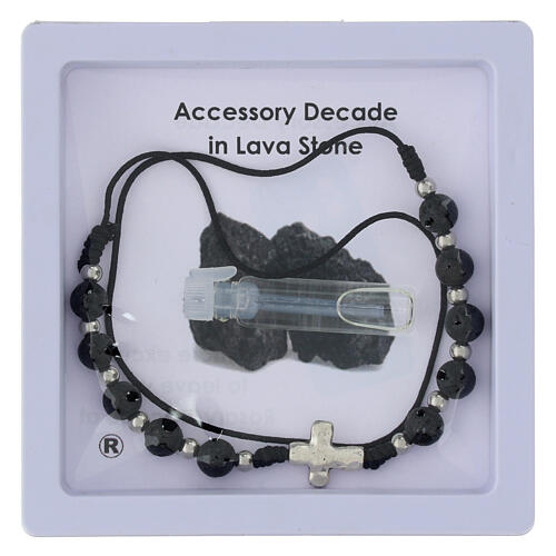 Decade rosary bracelet lava beads 3 mm 3