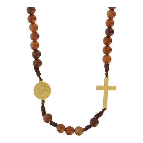 Rosario San Benedetto con grani 3 mm in palo santo 1