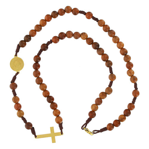 Rosario San Benedetto con grani 3 mm in palo santo 4