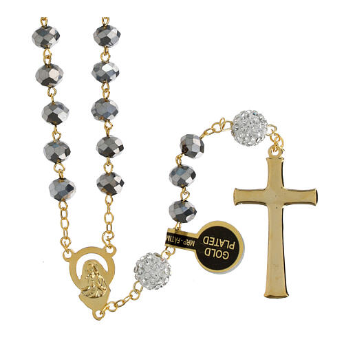Rosario dorado granos color plata opaca 5 mm 2
