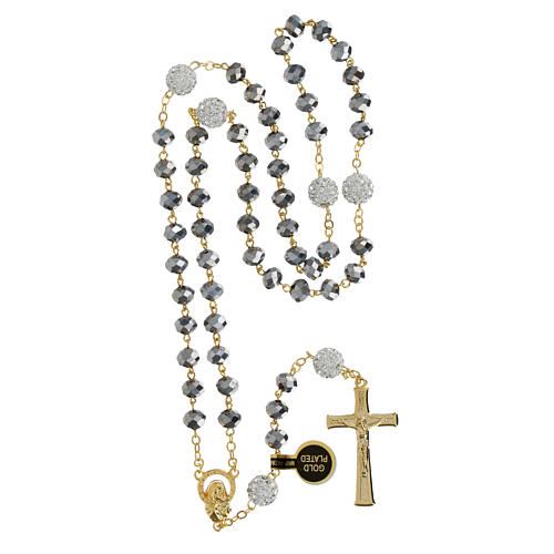 Golden Rosary with Matte Silver-Colored Beads, 5 mm 4