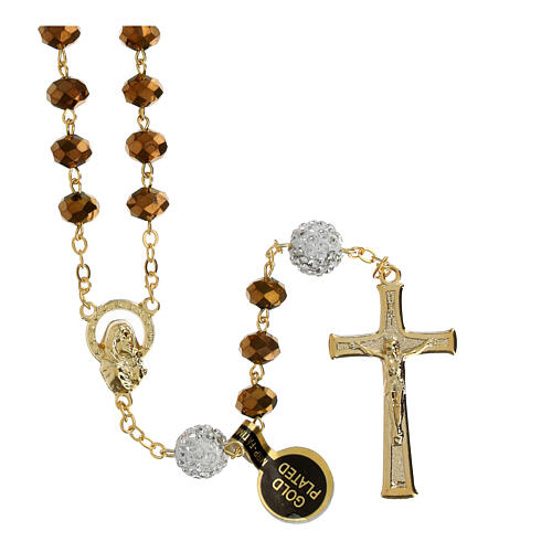 Goldener Rosenkranz mit bronzenen Perlen 5 mm 1