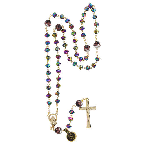 Rosario dorado granos multicolor 5 mm 4