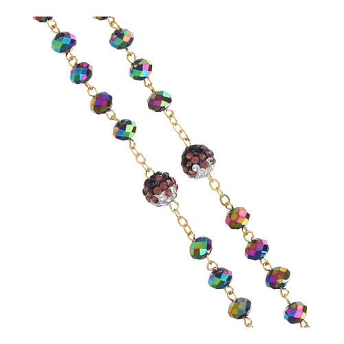 Rosario dorato grani multicolore 5 mm 3